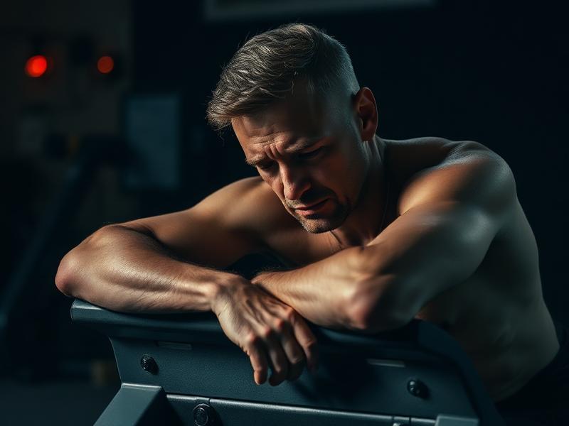 Homem cansado após o treino na academia